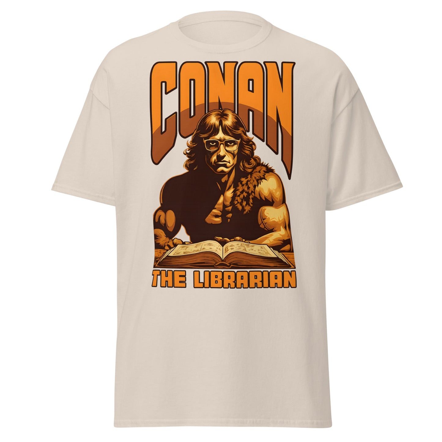 Conan the Librarian T-Shirt | Funny Barbarian Parody Tee - Natural - T-Shirts Online