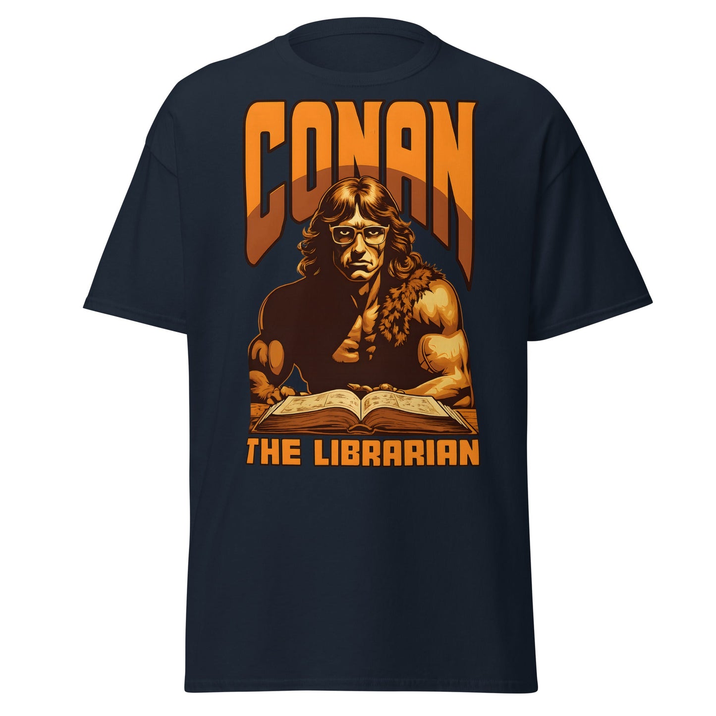 Conan the Librarian T-Shirt | Funny Barbarian Parody Tee - Navy - T-Shirts Online