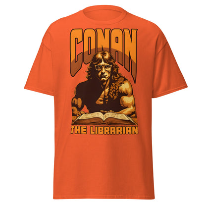 Conan the Librarian T-Shirt | Funny Barbarian Parody Tee - Orange - T-Shirts Online