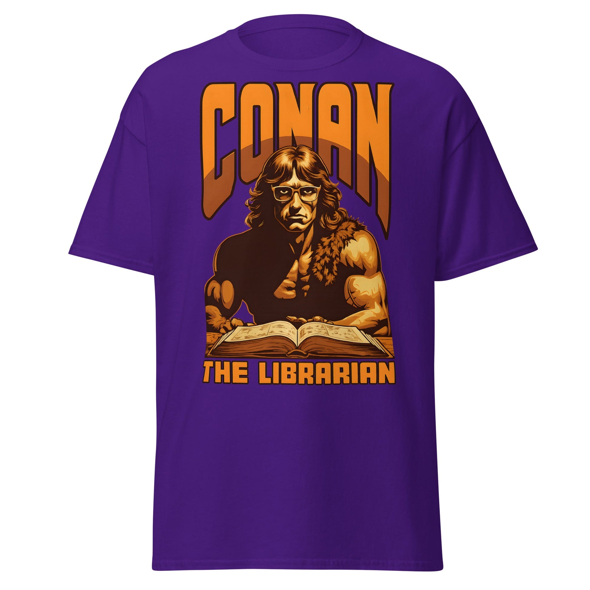 Conan the Librarian T-Shirt | Funny Barbarian Parody Tee - Purple - T-Shirts Online
