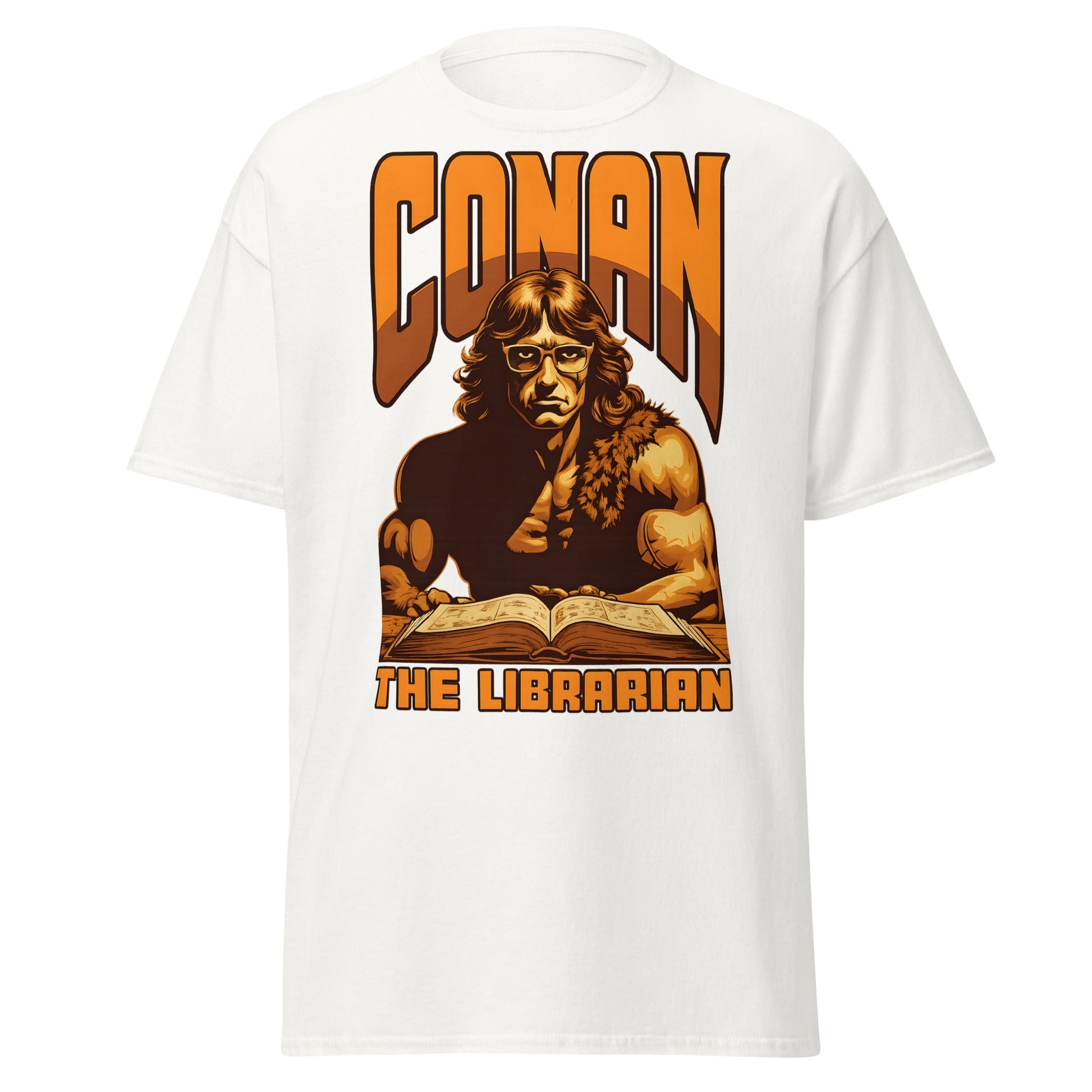 Conan the Librarian T-Shirt | Funny Barbarian Parody Tee - White - T-Shirts Online