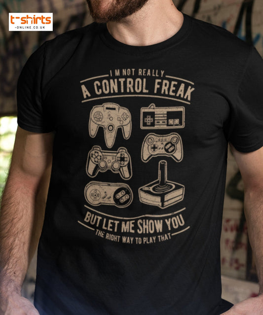 Control Freak Gamer T-Shirt – Retro Gaming Tee - Black - T-Shirts Online