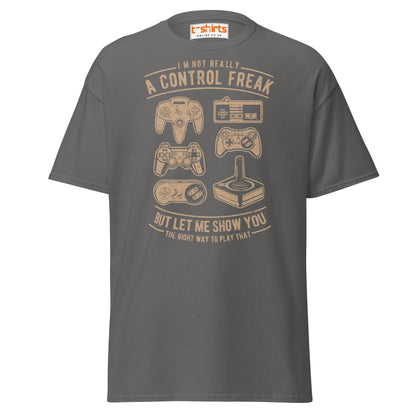 Control Freak Gamer T-Shirt – Retro Gaming Tee - Charcoal - T-Shirts Online