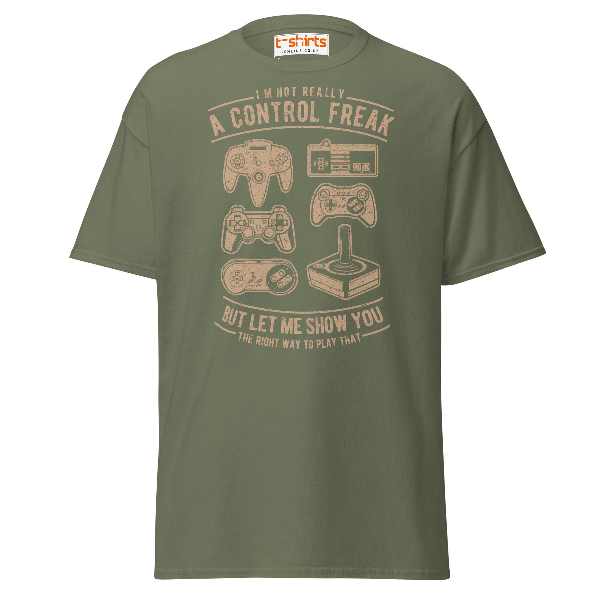 Control Freak Gamer T-Shirt – Retro Gaming Tee - Military Green - T-Shirts Online