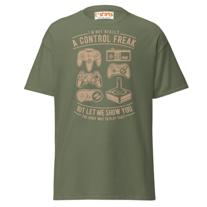Control Freak Gamer T-Shirt – Retro Gaming Tee - Military Green - T-Shirts Online