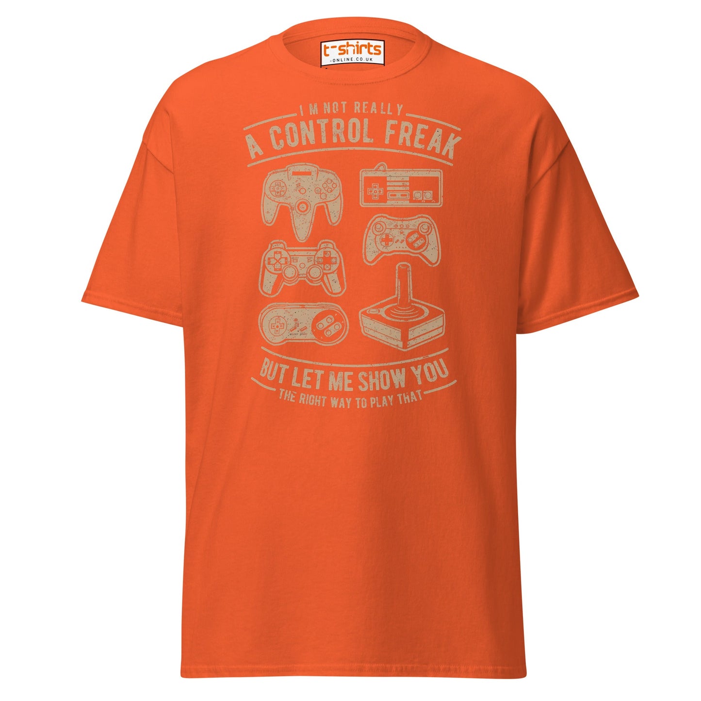 Control Freak Gamer T-Shirt – Retro Gaming Tee - Orange - T-Shirts Online