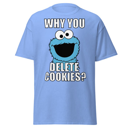 Cookie Monster Delete Cookies T-Shirt | Funny Tech Meme Tee - Carolina Blue - T-Shirts Online