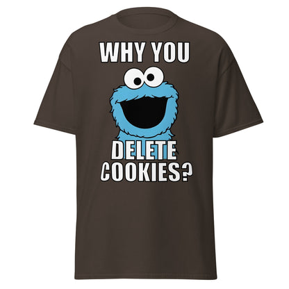 Cookie Monster Delete Cookies T-Shirt | Funny Tech Meme Tee - Dark Chocolate - T-Shirts Online