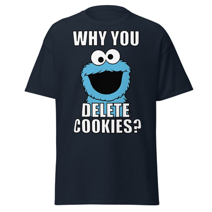 Cookie Monster Delete Cookies T-Shirt | Funny Tech Meme Tee - Navy - T-Shirts Online