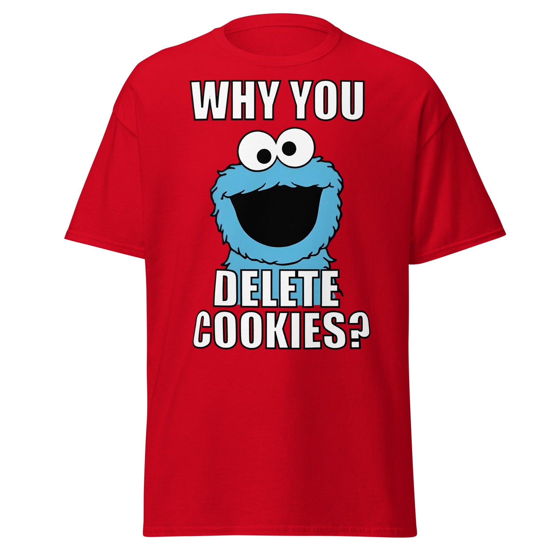 Cookie Monster Delete Cookies T-Shirt | Funny Tech Meme Tee - Red - T-Shirts Online