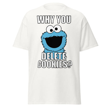 Cookie Monster Delete Cookies T-Shirt | Funny Tech Meme Tee - White - T-Shirts Online
