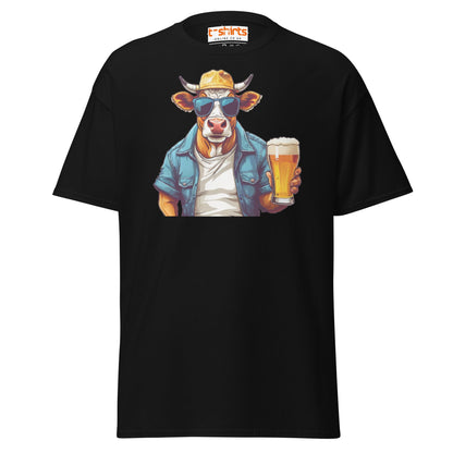 Cool Beer Cow T-Shirt – Funny Animal Drinking Tee - Black - T-Shirts Online
