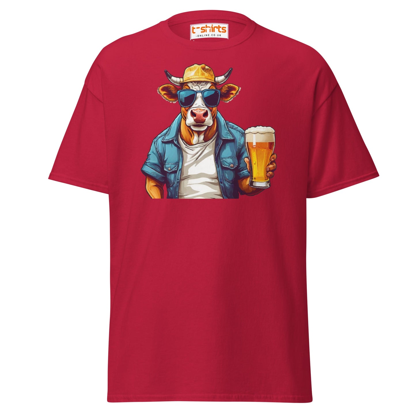 Cool Beer Cow T-Shirt – Funny Animal Drinking Tee - Cardinal - T-Shirts Online