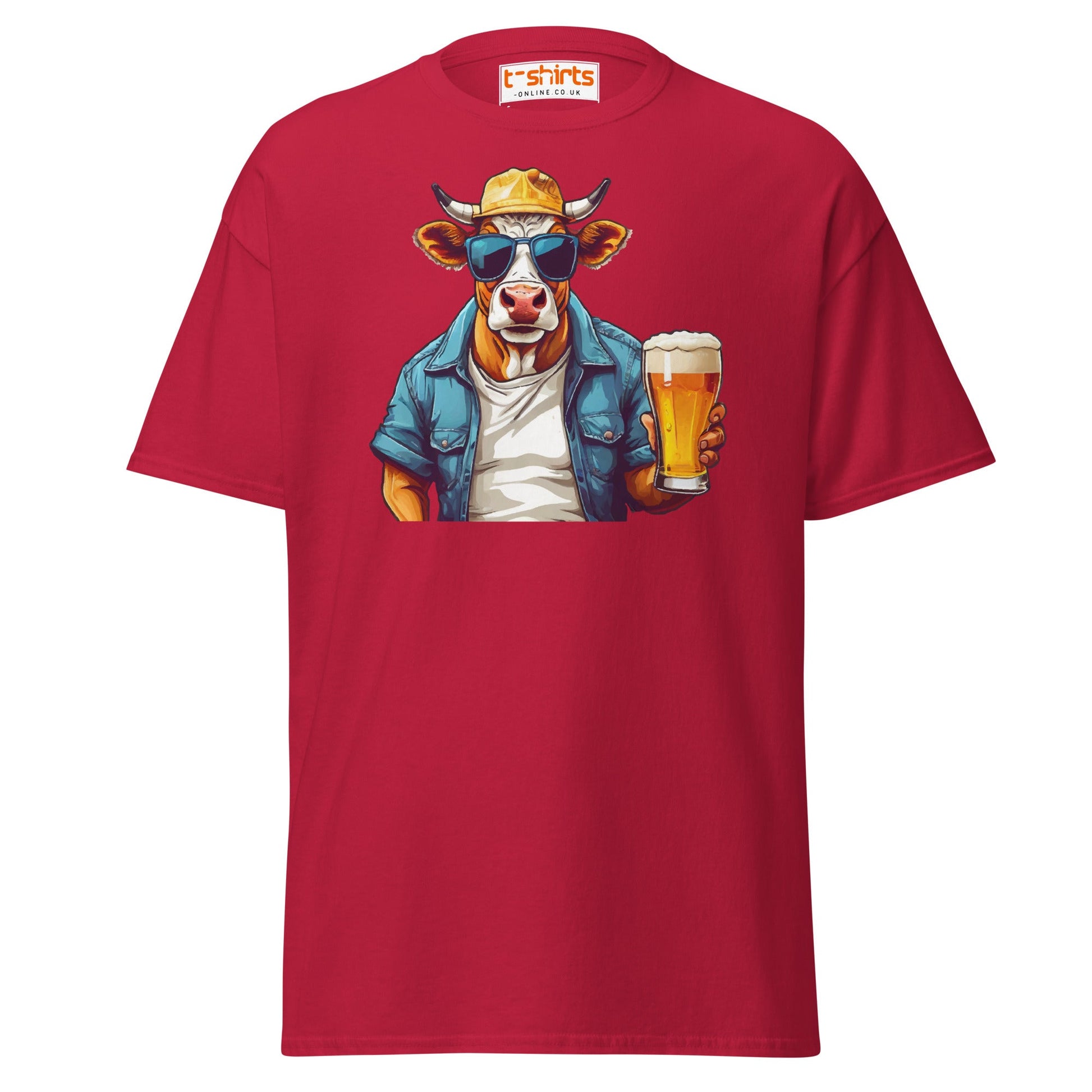 Cool Beer Cow T-Shirt – Funny Animal Drinking Tee - Cardinal - T-Shirts Online