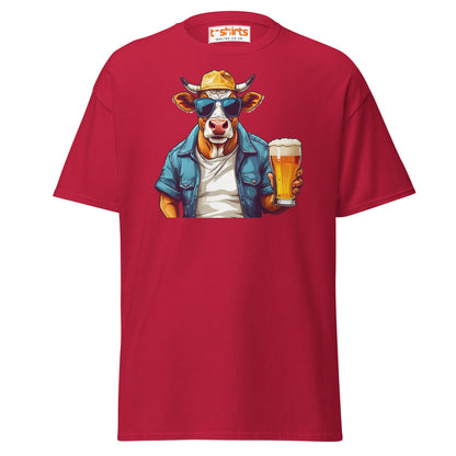 Cool Beer Cow T-Shirt – Funny Animal Drinking Tee - Cardinal - T-Shirts Online