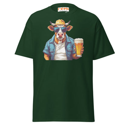 Cool Beer Cow T-Shirt – Funny Animal Drinking Tee - Forest Green - T-Shirts Online