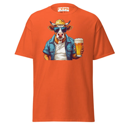 Cool Beer Cow T-Shirt – Funny Animal Drinking Tee - Orange - T-Shirts Online