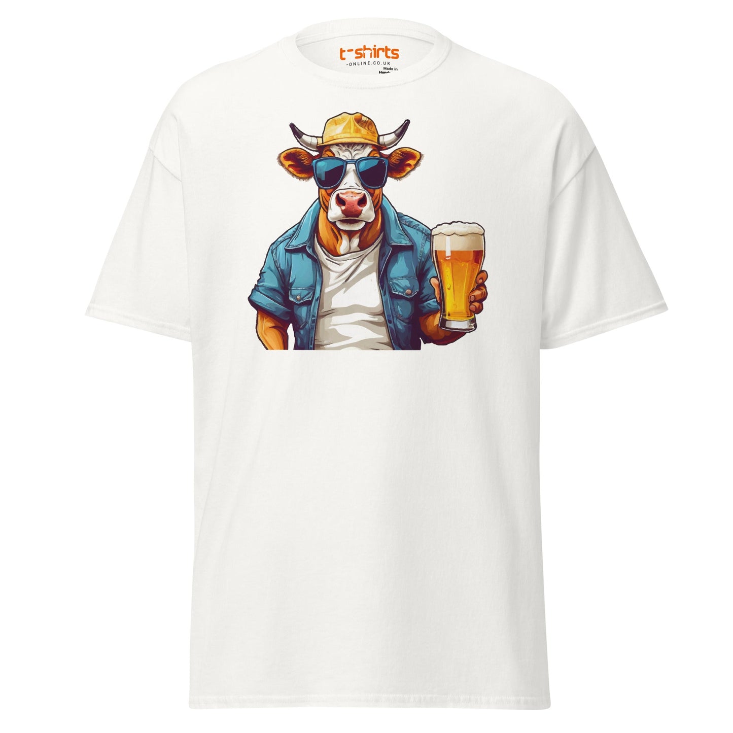 Cool Beer Cow T-Shirt – Funny Animal Drinking Tee - White - T-Shirts Online