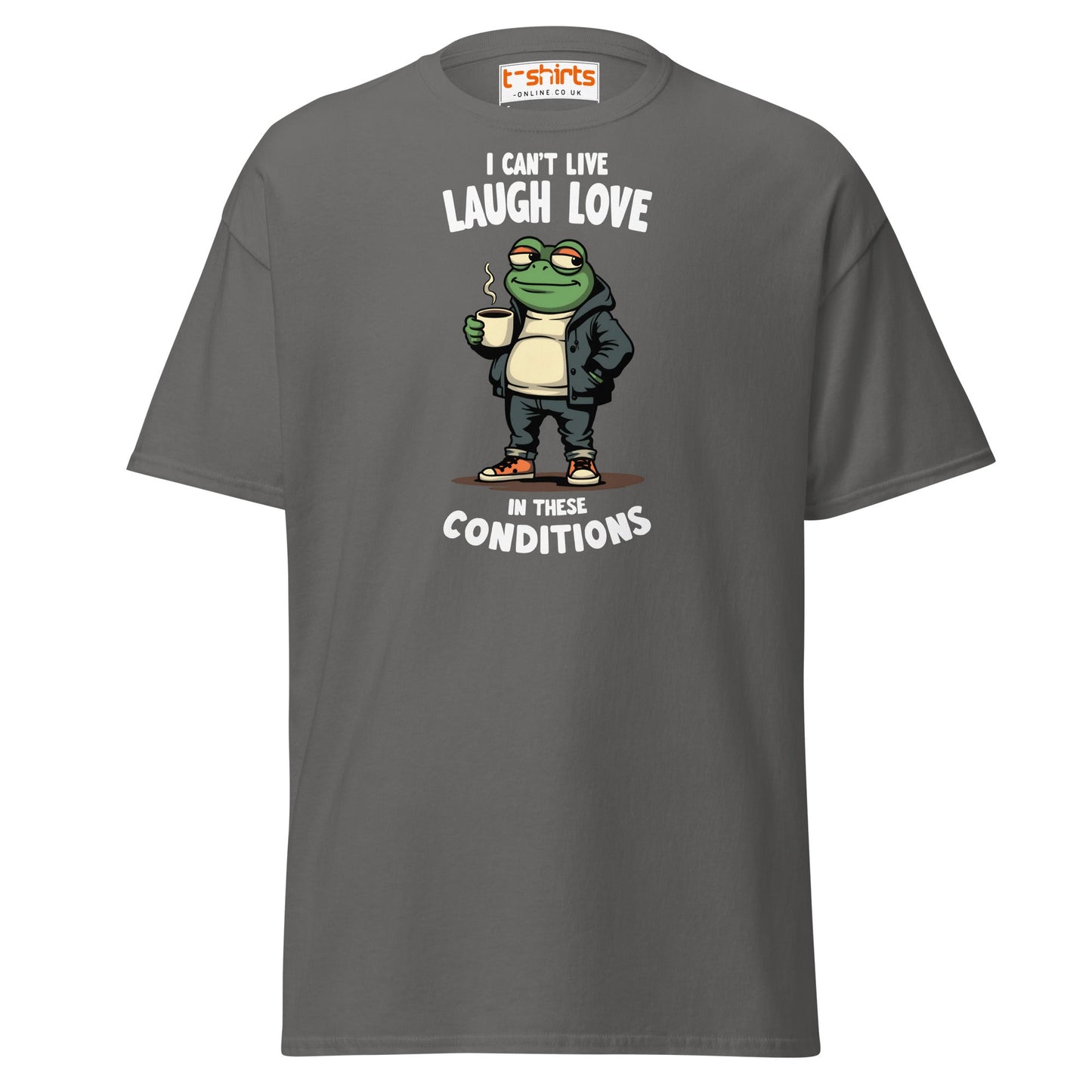 Cool Frog Coffee T-Shirt | Funny Frog Tee - Charcoal - T-Shirts Online