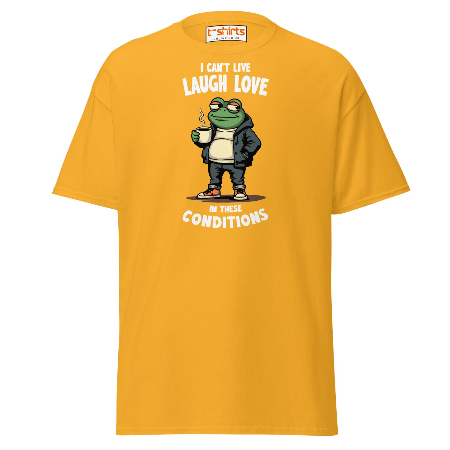 Cool Frog Coffee T-Shirt | Funny Frog Tee - Gold - T-Shirts Online