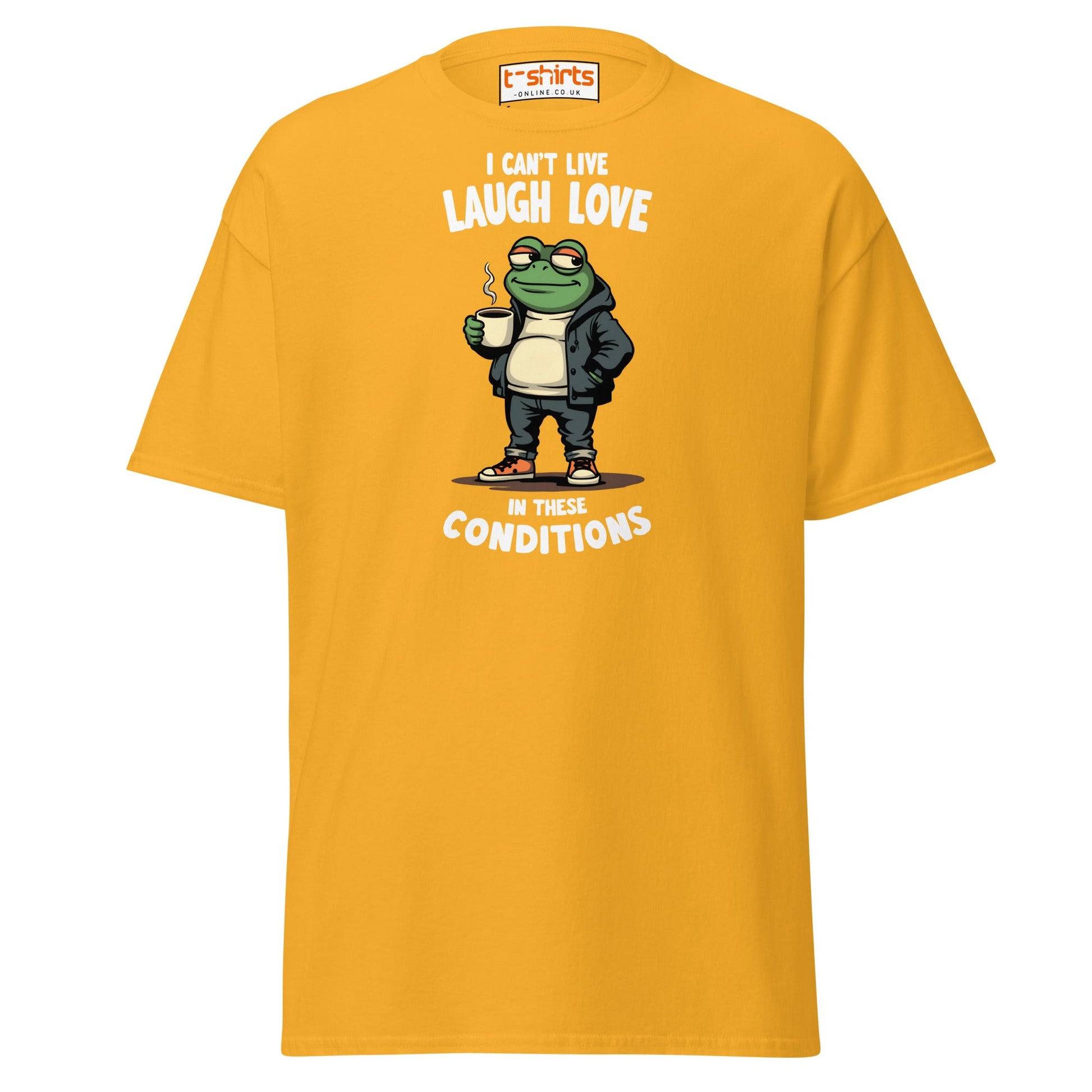 Cool Frog Coffee T-Shirt | Funny Frog Tee - Gold - T-Shirts Online