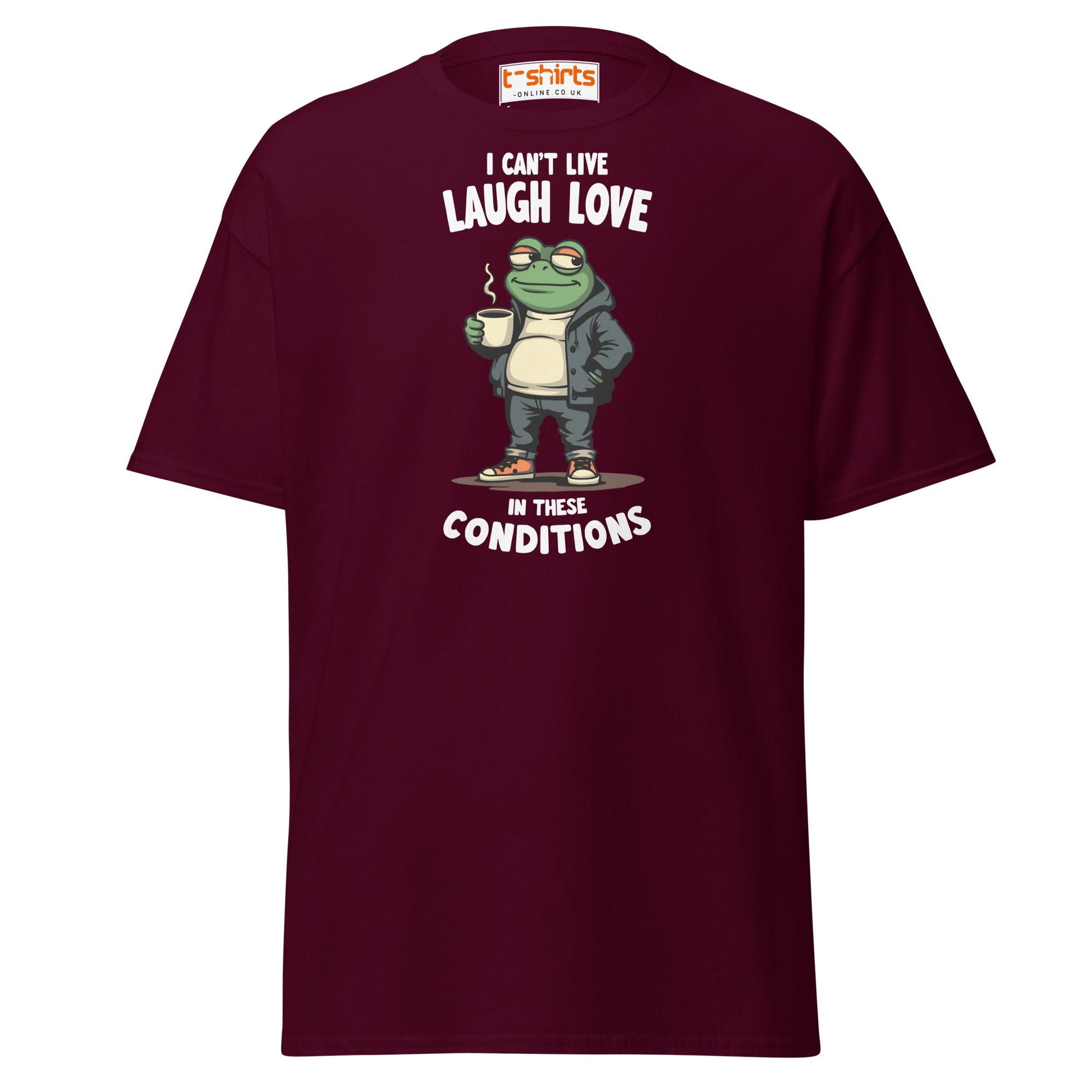 Cool Frog Coffee T-Shirt | Funny Frog Tee - Maroon - T-Shirts Online