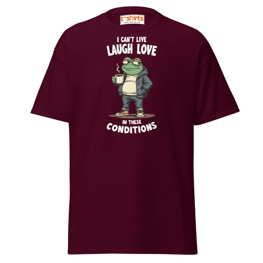 Cool Frog Coffee T-Shirt | Funny Frog Tee - Maroon - T-Shirts Online