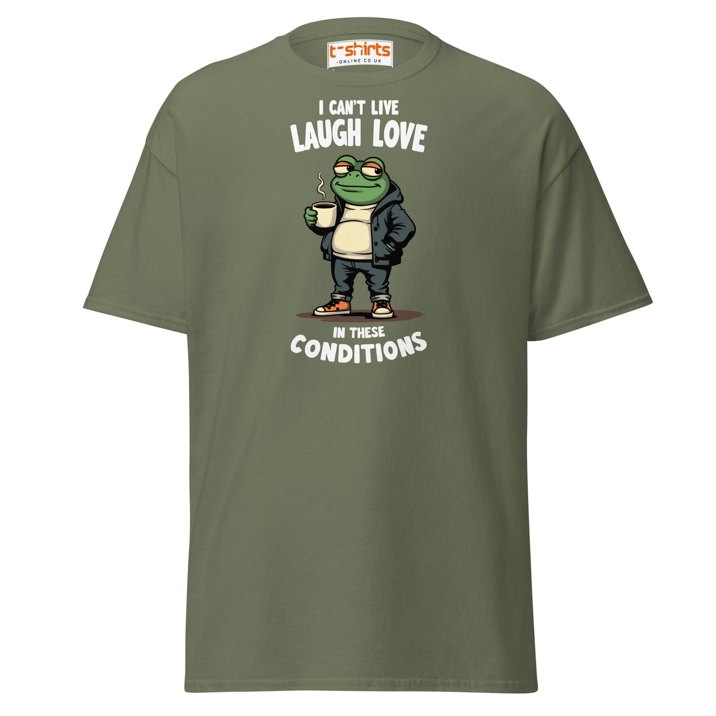 Cool Frog Coffee T-Shirt | Funny Frog Tee - Military Green - T-Shirts Online