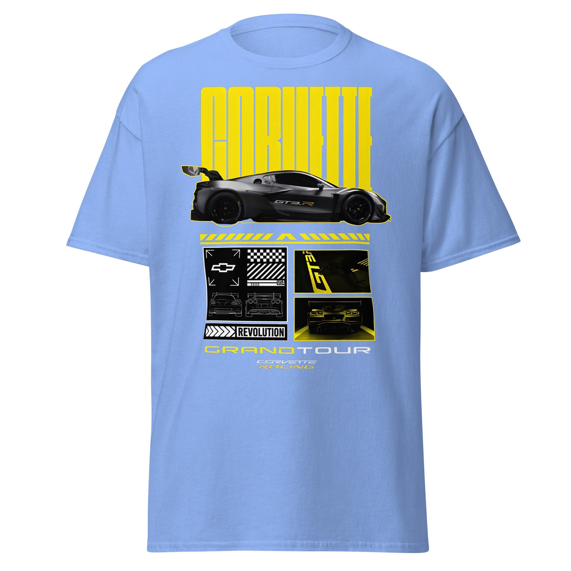 Corvette Grand Tour Racing GT3 Car Fan T-Shirt - Carolina Blue - T-Shirts Online