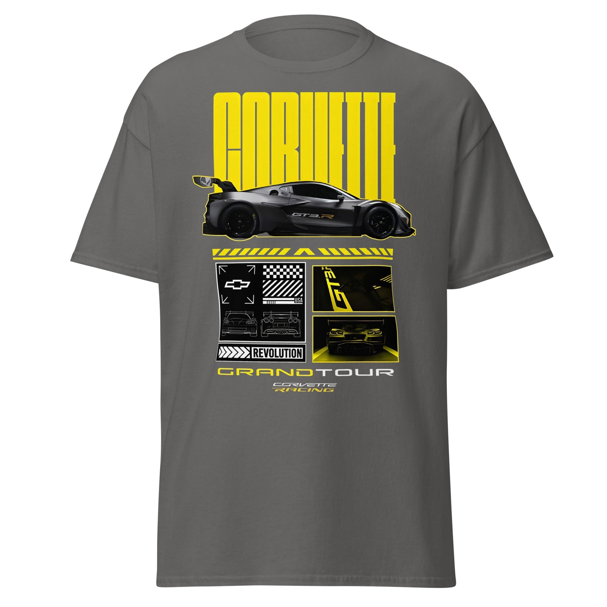 Corvette Grand Tour Racing GT3 Car Fan T-Shirt - Charcoal - T-Shirts Online
