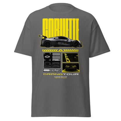 Corvette Grand Tour Racing GT3 Car Fan T-Shirt - Charcoal - T-Shirts Online