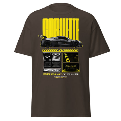 Corvette Grand Tour Racing GT3 Car Fan T-Shirt - Dark Chocolate - T-Shirts Online