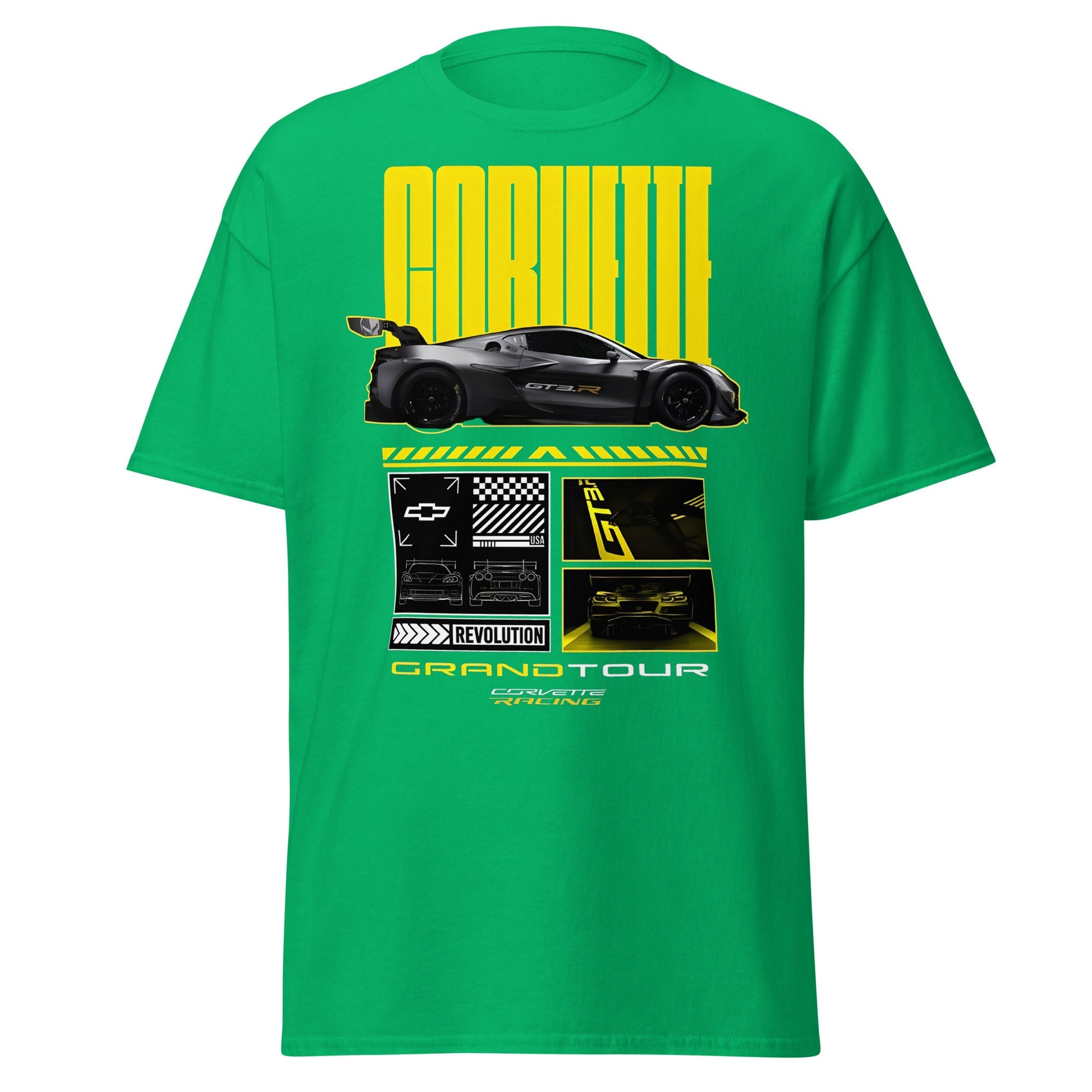 Corvette Grand Tour Racing GT3 Car Fan T-Shirt - Irish Green - T-Shirts Online