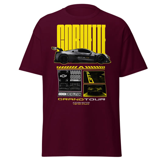 Corvette Grand Tour Racing GT3 Car Fan T-Shirt - Maroon - T-Shirts Online