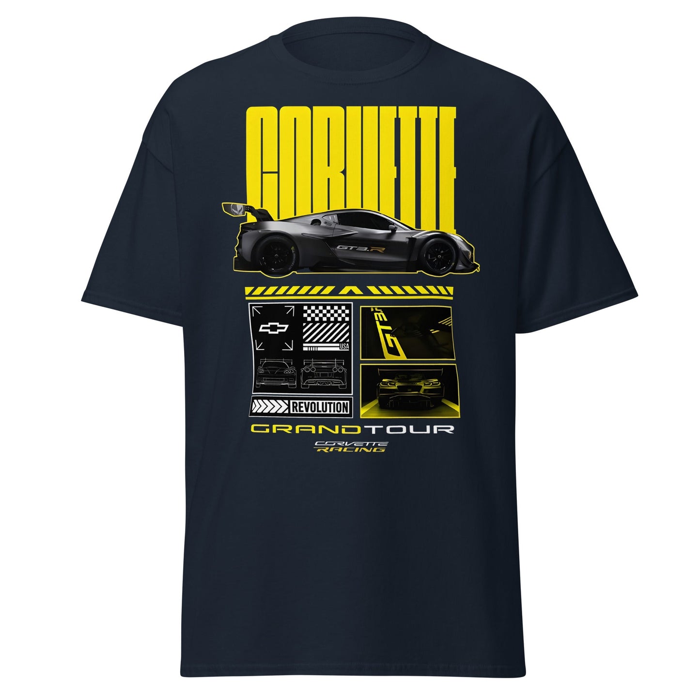 Corvette Grand Tour Racing GT3 Car Fan T-Shirt - Navy - T-Shirts Online