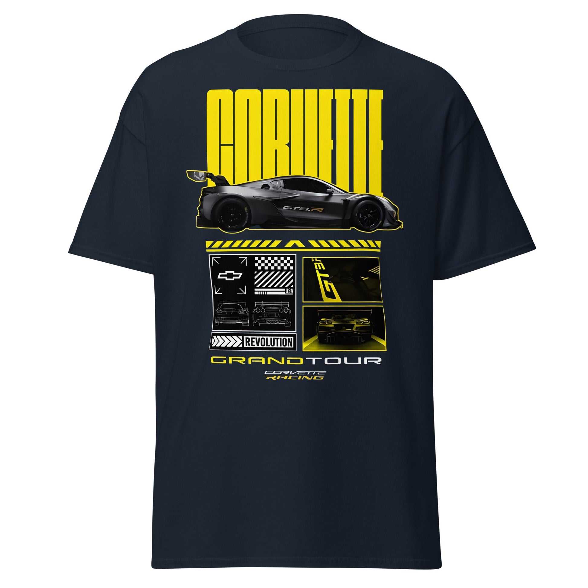 Corvette Grand Tour Racing GT3 Car Fan T-Shirt - Navy - T-Shirts Online