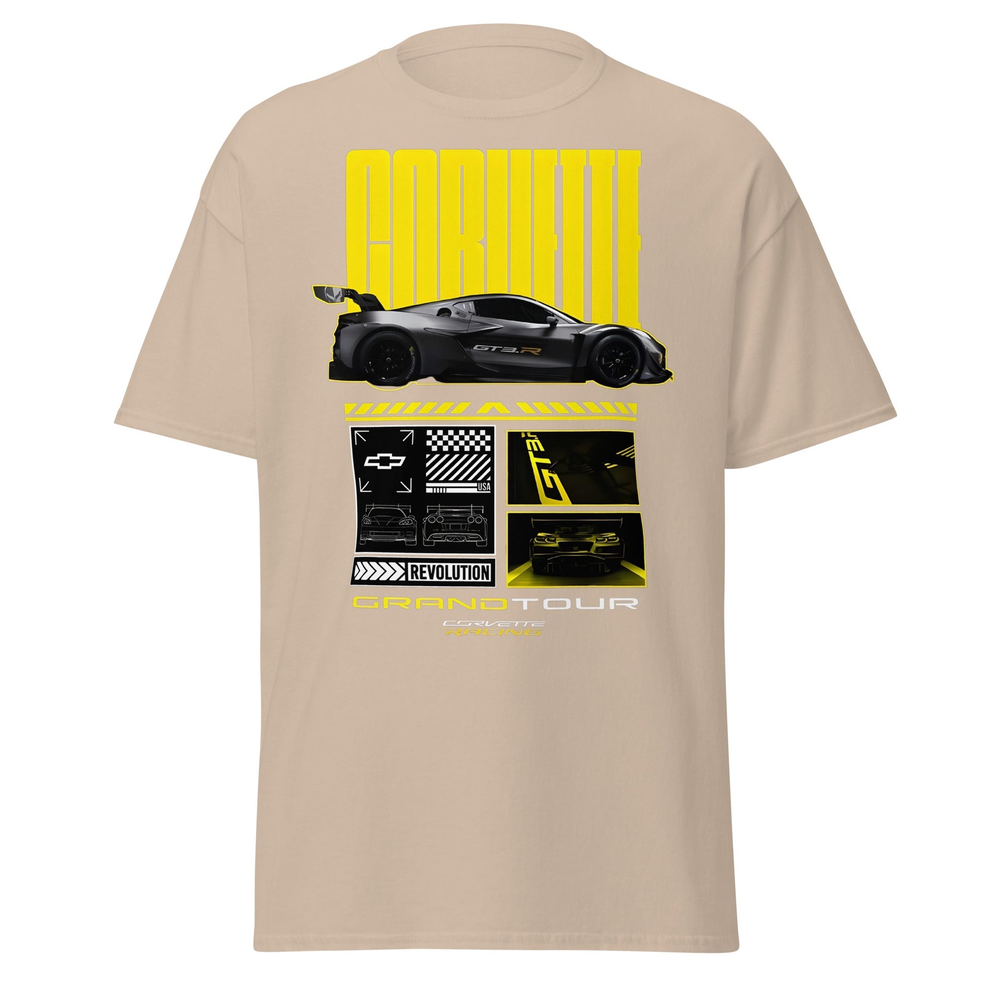 Corvette Grand Tour Racing GT3 Car Fan T-Shirt - Sand - T-Shirts Online