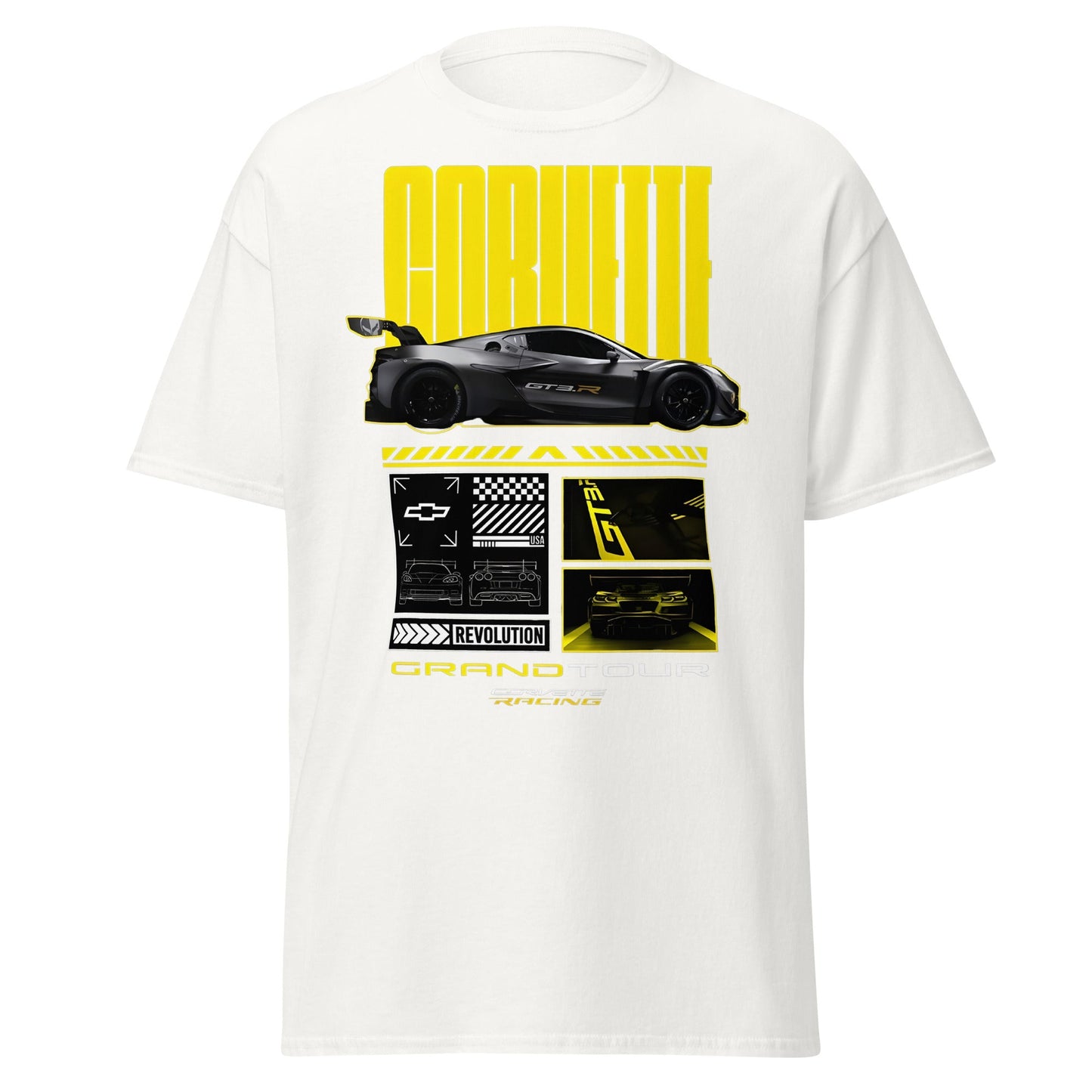 Corvette Grand Tour Racing GT3 Car Fan T-Shirt - White - T-Shirts Online