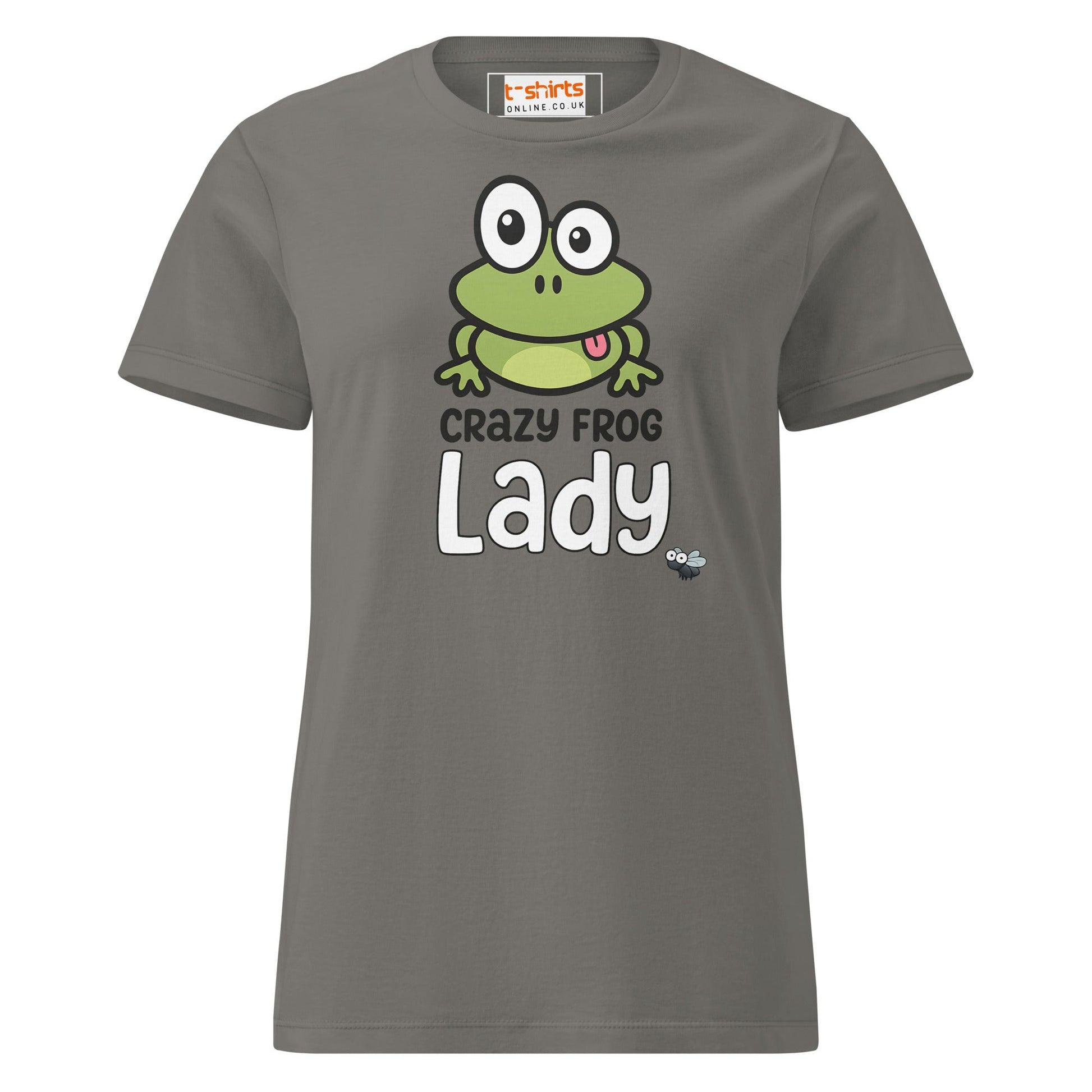 Crazy Frog Lady T-Shirt – Funny Cartoon Animal Tee - Charcoal - T-Shirts Online