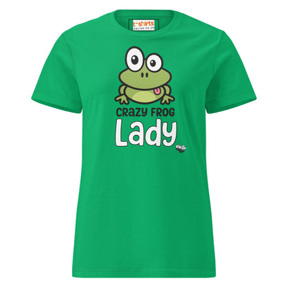 Crazy Frog Lady T-Shirt – Funny Cartoon Animal Tee - Irish Green - T-Shirts Online