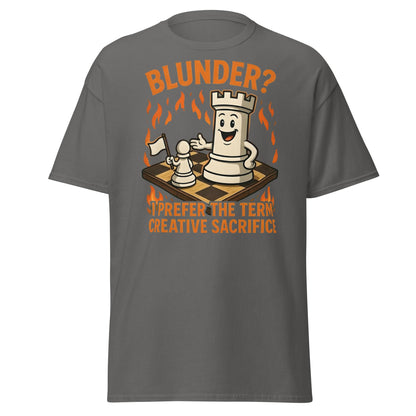 Creative Sacrifice Funny Chess T-Shirt | Blunder Humor Tee - Charcoal - T-Shirts Online