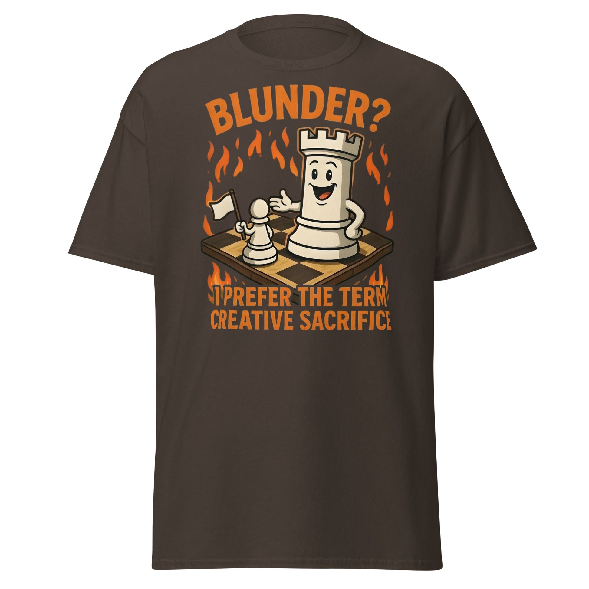 Creative Sacrifice Funny Chess T-Shirt | Blunder Humor Tee - Dark Chocolate - T-Shirts Online