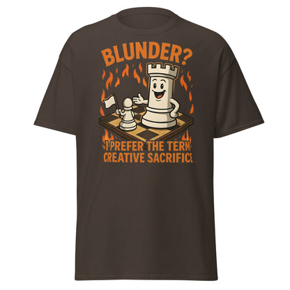 Creative Sacrifice Funny Chess T-Shirt | Blunder Humor Tee - Dark Chocolate - T-Shirts Online