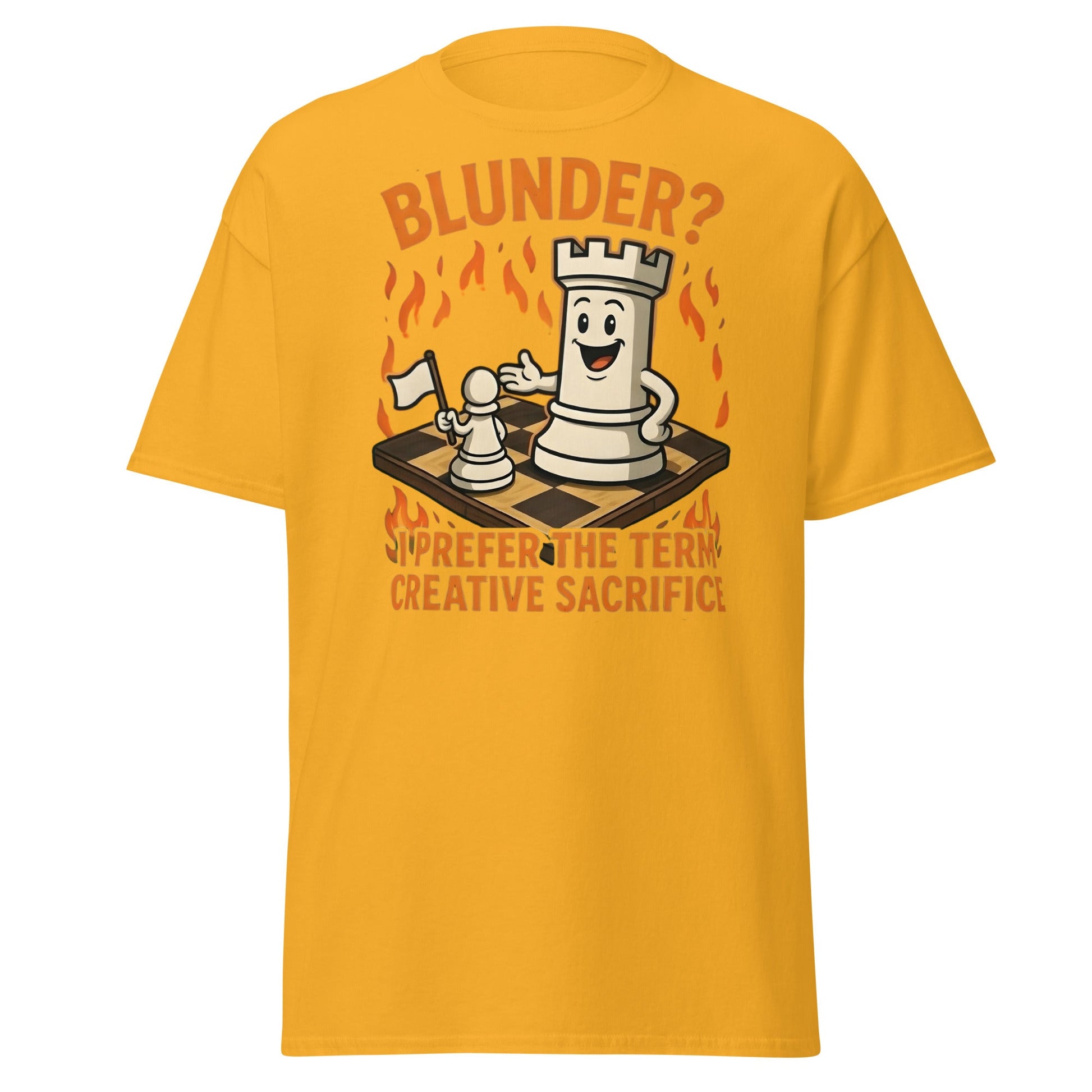 Creative Sacrifice Funny Chess T-Shirt | Blunder Humor Tee - Gold - T-Shirts Online