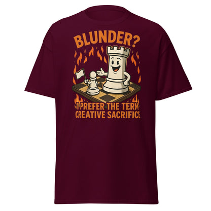 Creative Sacrifice Funny Chess T-Shirt | Blunder Humor Tee - Maroon - T-Shirts Online