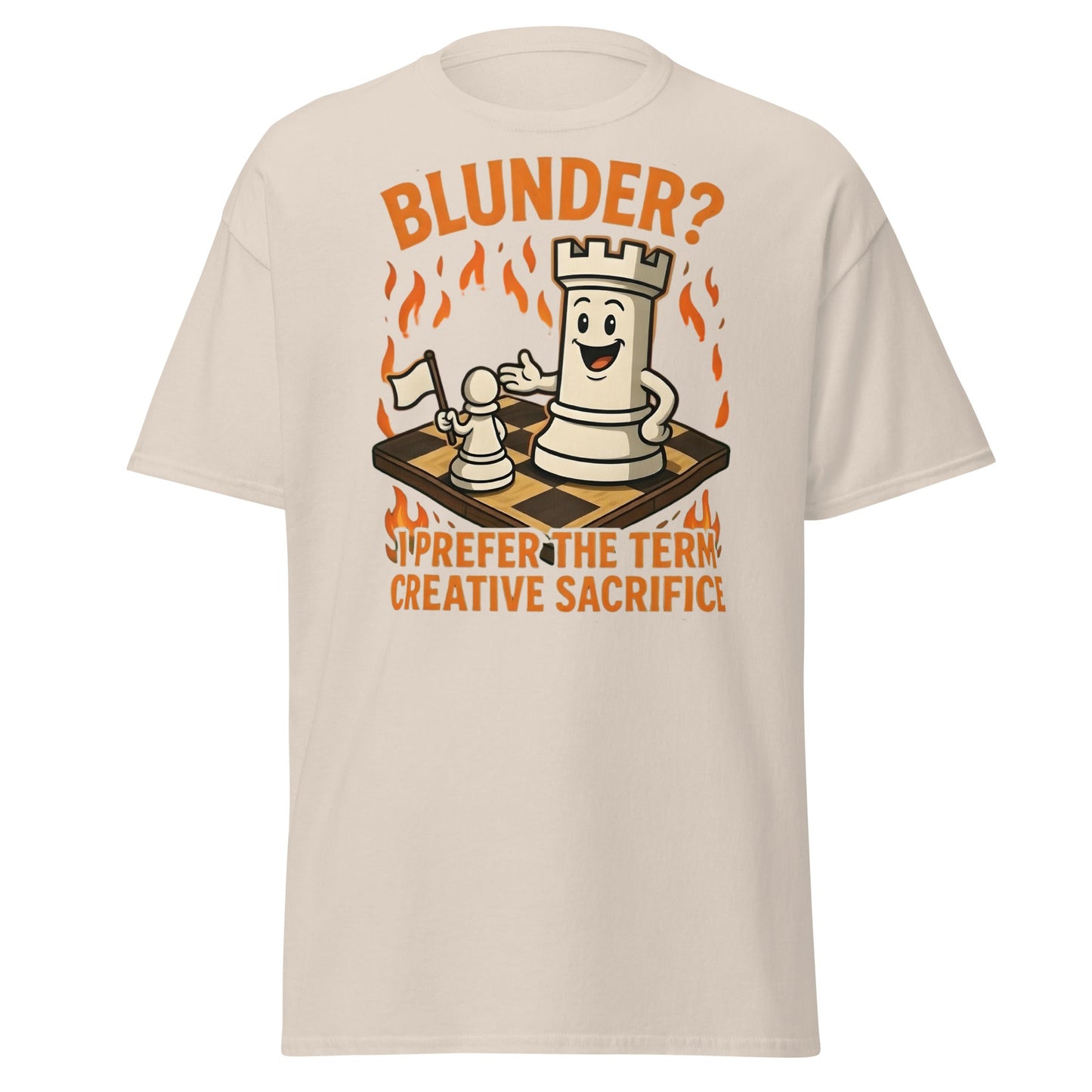 Creative Sacrifice Funny Chess T-Shirt | Blunder Humor Tee - Natural - T-Shirts Online