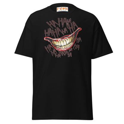 Creepy Joker Smile T-Shirt | Distorted Laugh Design Tee - Black - T-Shirts Online