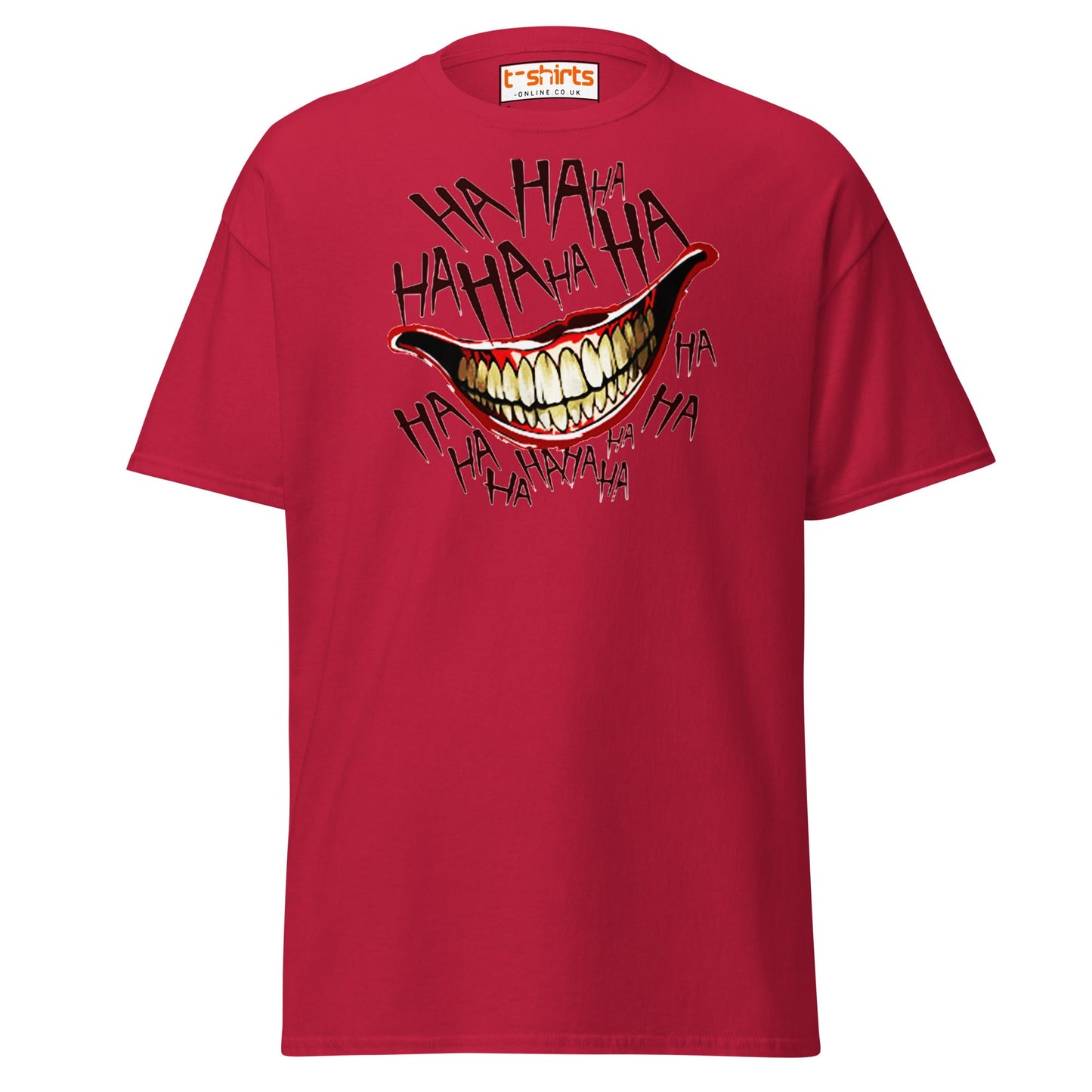 Creepy Joker Smile T-Shirt | Distorted Laugh Design Tee - Cardinal - T-Shirts Online