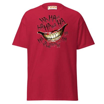 Creepy Joker Smile T-Shirt | Distorted Laugh Design Tee - Cardinal - T-Shirts Online