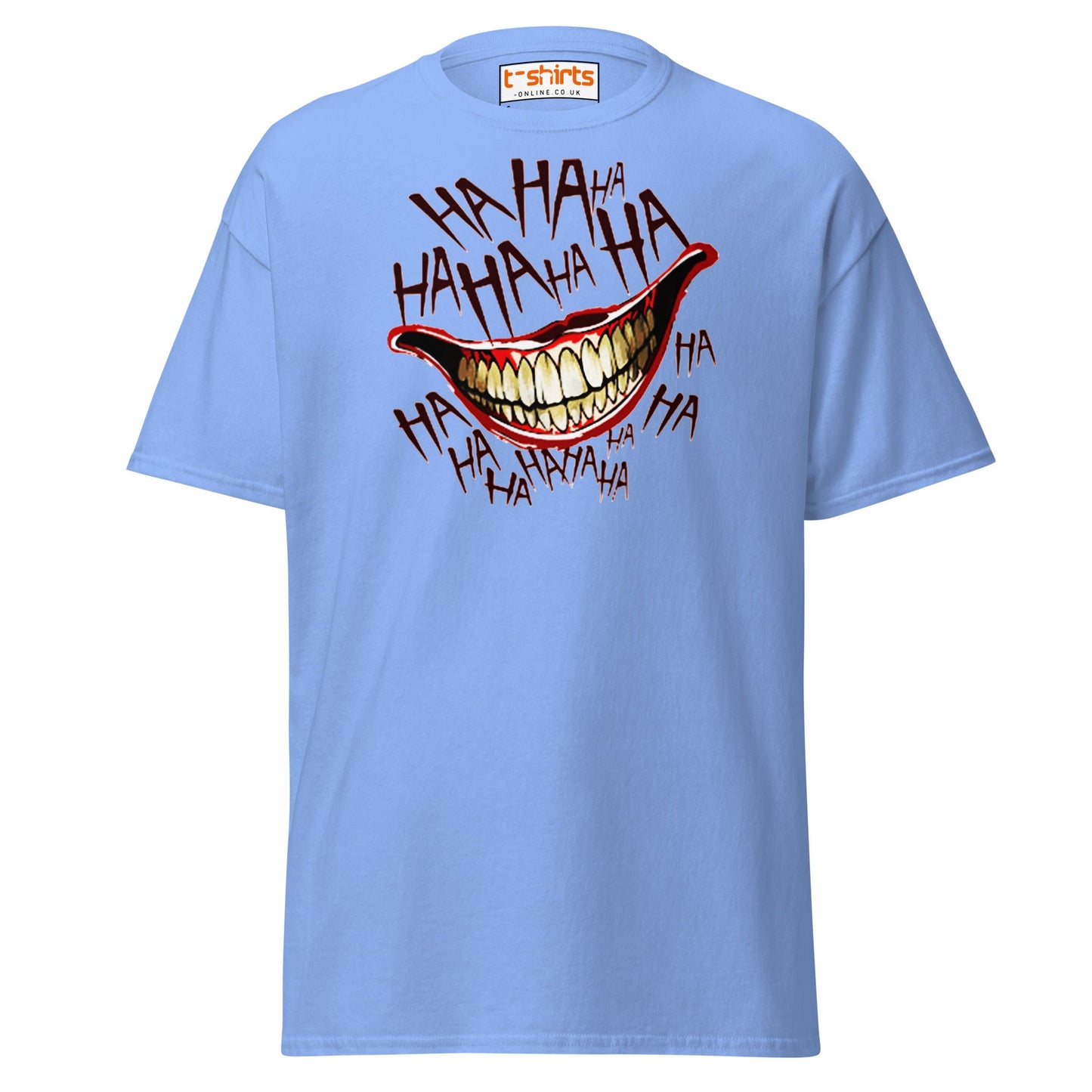 Creepy Joker Smile T-Shirt | Distorted Laugh Design Tee - Carolina Blue - T-Shirts Online